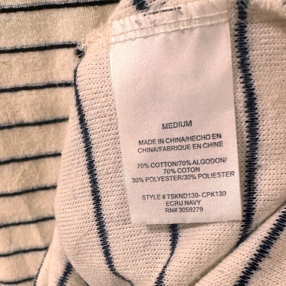 Thread & Supply Striped Terrycloth Coverup Tunic Beach Dress, Navy Ecru, M - Picture 3 of 6